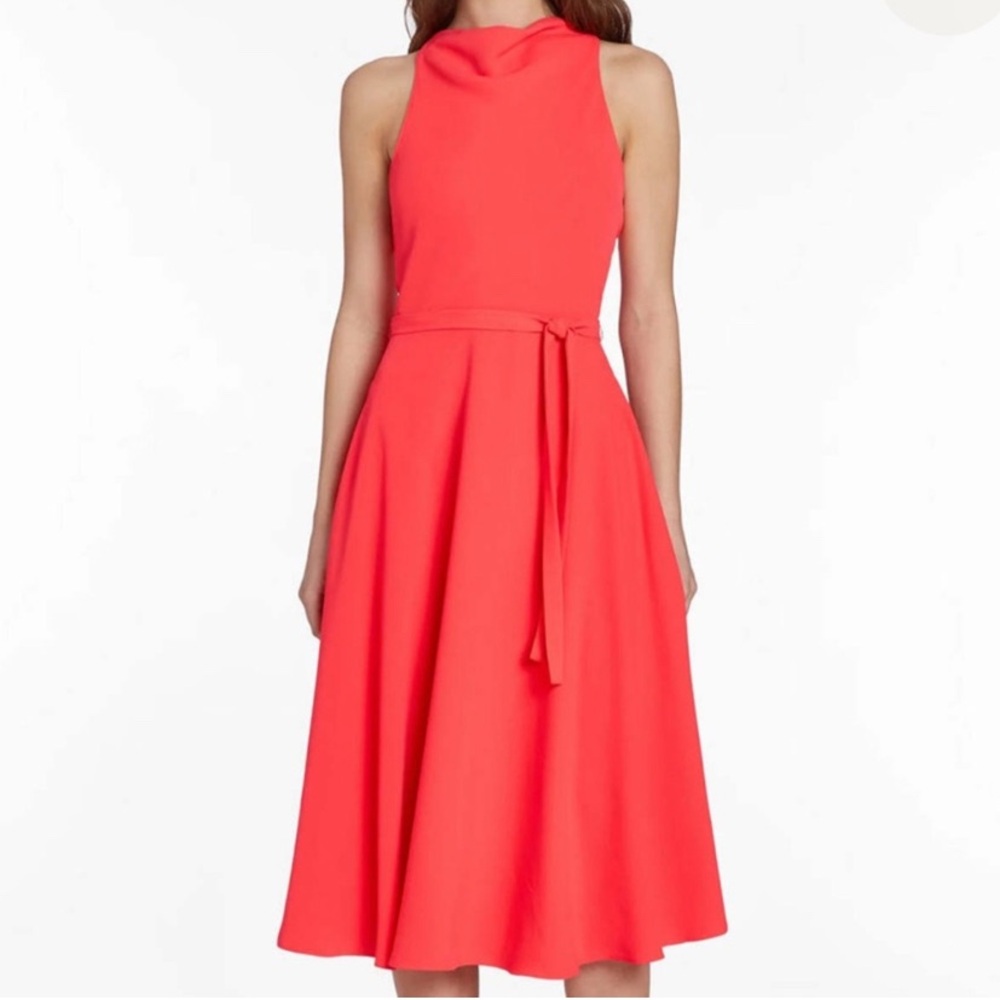 AMANDA UPRICHARD Elondra Midi Dress in Electric Rouge Sleeveless Halter Sz‎ XS